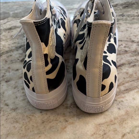 Converse Black and White High-Tops with Unique Pattern - Picture 3 of 3